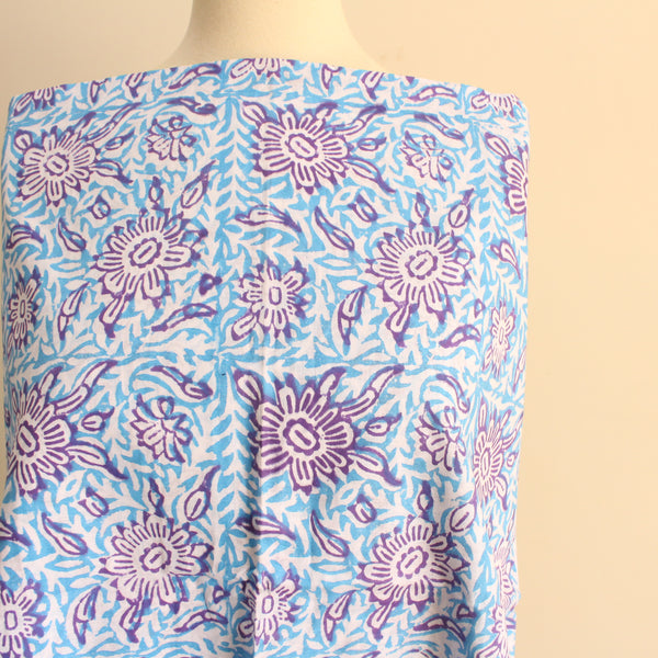 Ice Blue & Purple - Lawn - 2 pc - Block Printed