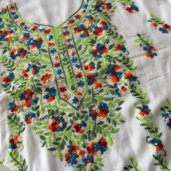 White - Lawn - Kurta (with mirror work)